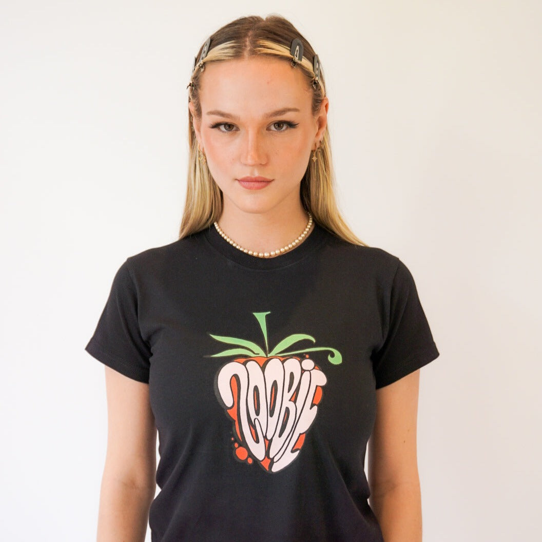 'strawberry' Baby Tee - Black – Zoobie Uk