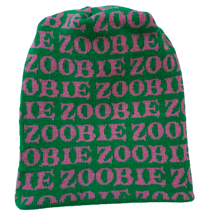 REPEAT LOGO BEANIE - GREEN/PINK